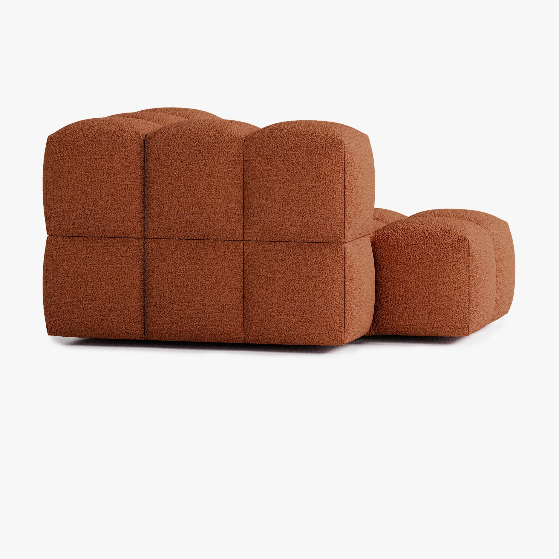 Sofa Leo, Zusammenstellung L4, 2 Sitzplätze, Armlehne rechts, Bezug E10