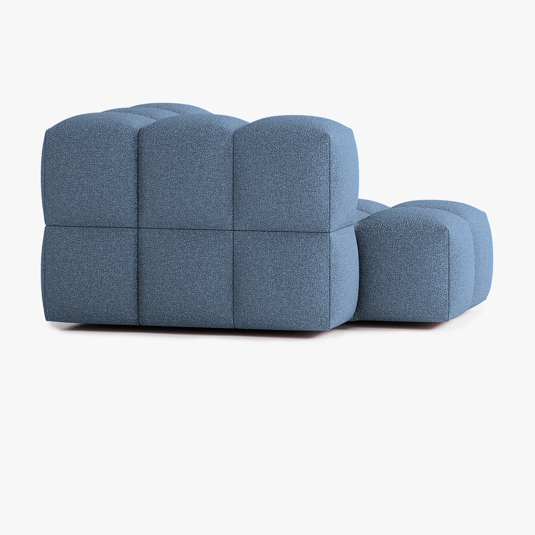 Sofa Leo, Zusammenstellung L4, 2 Sitzplätze, Armlehne rechts, Bezug E15