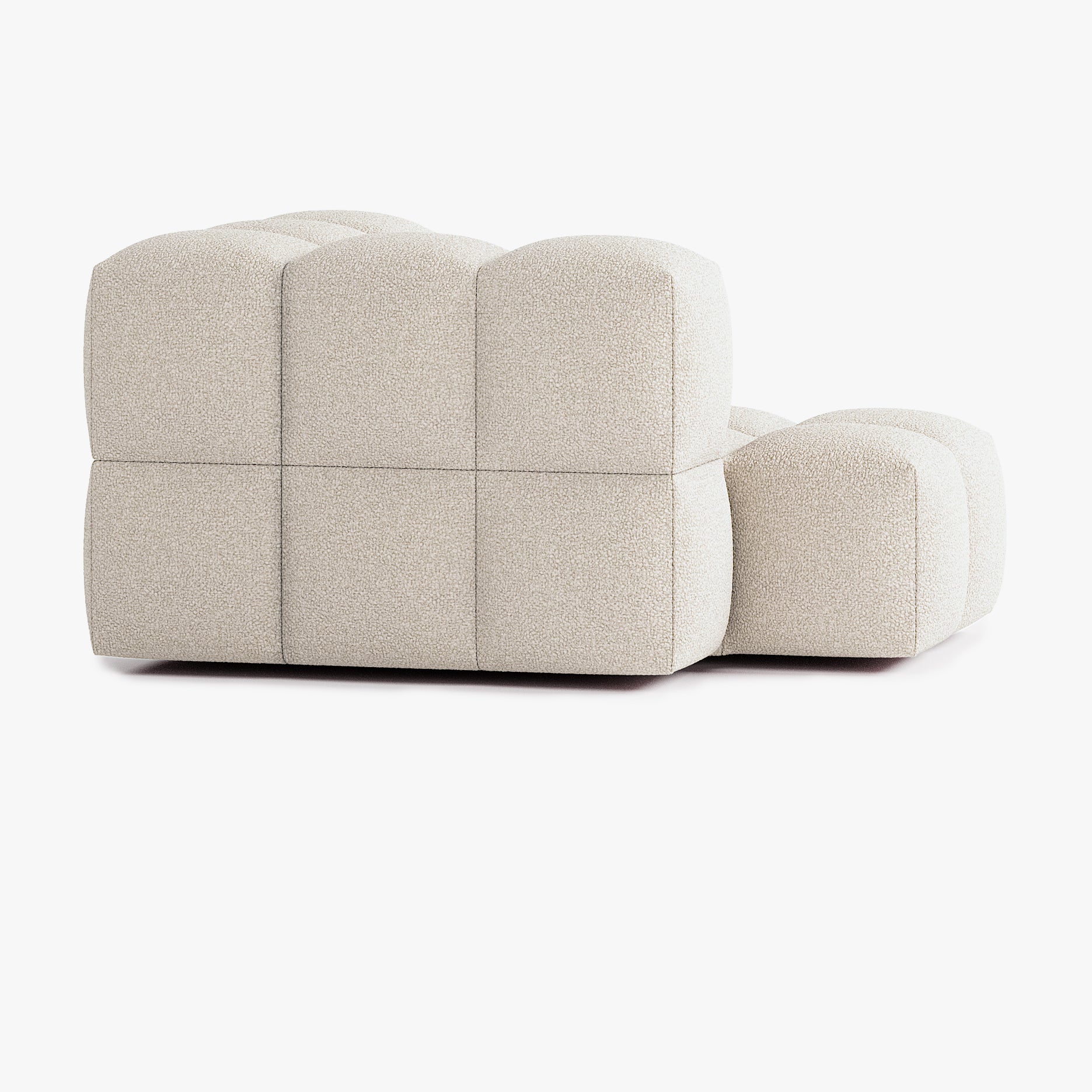 Sofa Leo, Zusammensetzung L4, 2 Plätze, Armlehne rechts, Bezug E2