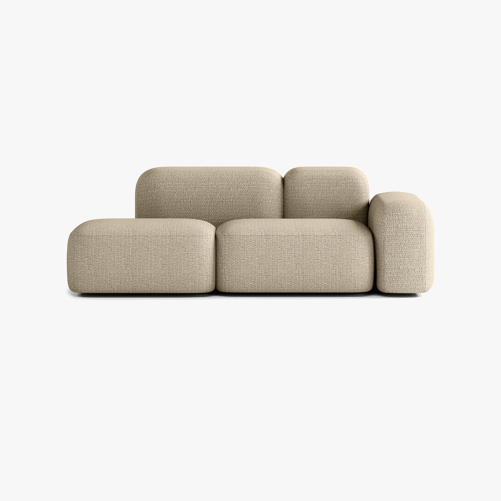 Divano Max, Composizione A19, 2 Posti, Bracciolo a Destra, Rivestimento V1