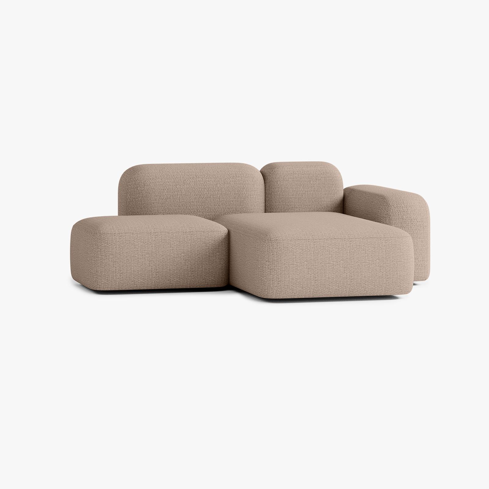 Divano Max, Composizione A18, 2 Posti, Penisola a Destra, Rivestimento V3